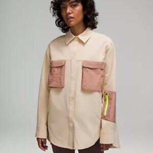 Lululemon Grid Fleece Hiking Overshirt Prosecco/Pink Clay Size 6